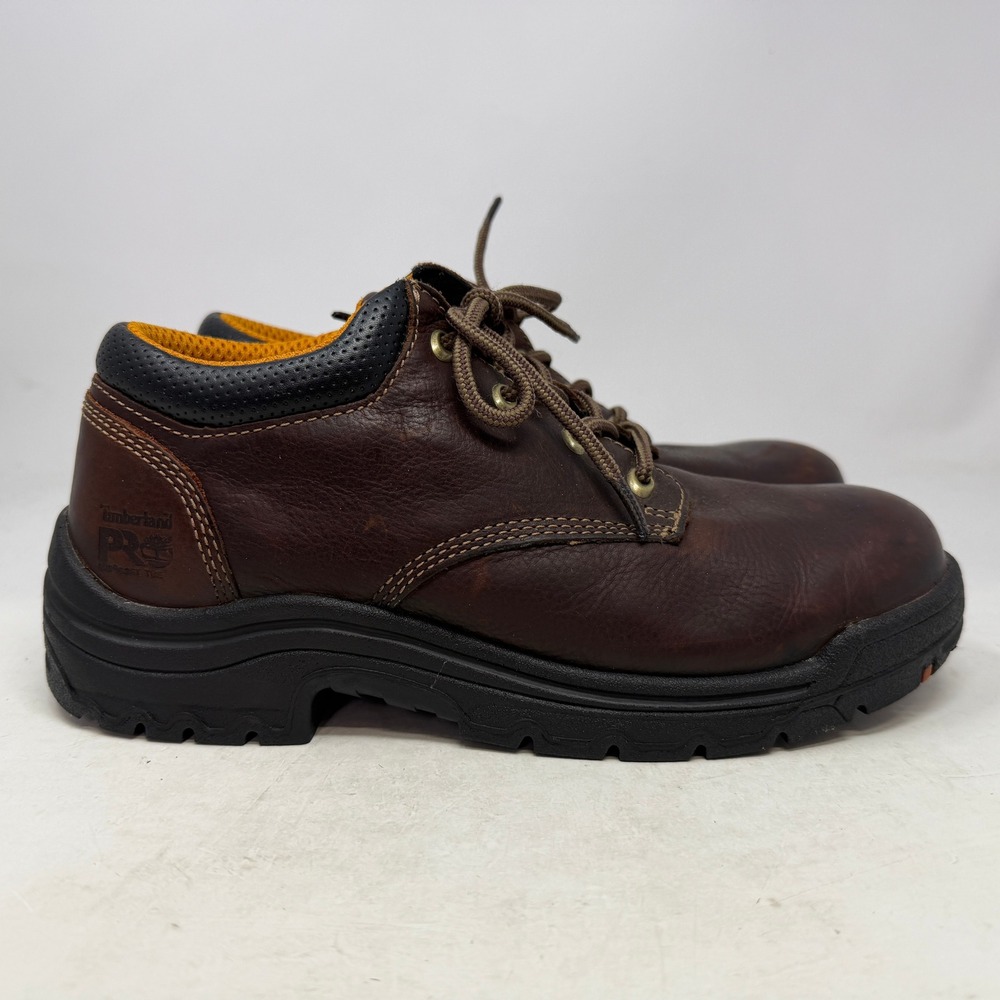 Timberland PRO Work Shoes Mens 8.5M 47015 A6301 Brown Leather Slip Resistant